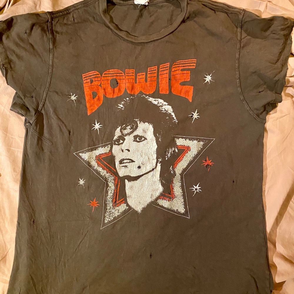 Madeworn David Bowie Black Star Glitter Tee